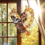 Flying Owl Acrylic Suncatcher 10 Inches, Halloween Decoration Indoor Outdoor, Bedroom Porch Decor, Stained Glass Effect Window Hanging, Woodland Bird Ornament, Nature Lover Gift for Mom Grandma by XISZYS