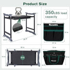 Garden Kneeler and Seat - Extra Wide Thick EVA Pad, Heavy Duty Foldable Garden Bench Holds 350lbs, 2-in-1 Gardening Stool with Detachable Tool Bags, Gardening Gifts for Women, Men & Seniors - Image 2
