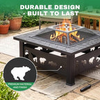 Outvita Outdoor Fire Pit, 32 Inch Square Firepit Table, Diamond Cutout - Image 7