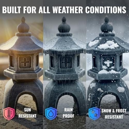 OLOMA Japanese Pagoda Lantern Garden Statue Outdoor Decor Small Size Zen Stone Lantern Sculpture Yard Patio Lawn Asian Temple Figurine Meditation Garden Ornament - Image 6