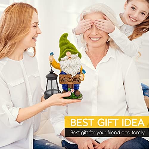 Olekki Christmas Garden Gnomes Outdoor - Flocked Gnome Statue Holding Lantern with Solar LED Lights | Gnomes Garden Decorations for Patio, Yard, Lawn Ornaments - Gnome Gifts - Image 7