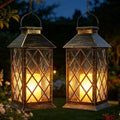Large Solar Lanterns Outdoor Waterproof - Hanging Solar Lantern with Glass by Busplhe