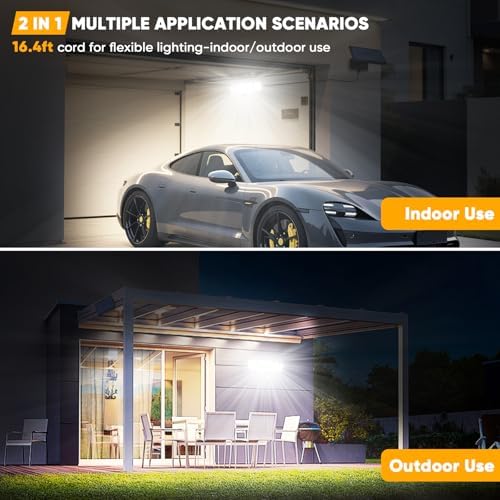 MDCMDCM Solar Motion Lights Outdoor - with 16.4ft Cable, 3000LM LED Security Lights for Outside Dusk to Dawn, IP65 Waterproof Flood Lights with Remote for Court Yard Garage Front Door - Image 3