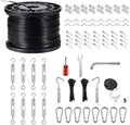 String Light Hanging Kits, 450FT Coated Stainless Steel 304 Wire Rope, Outdoor Black Guy Wire kit w/Expansion Hook, Enough Accessories, Humanized Collocation by UGarden