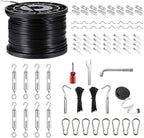 String Light Hanging Kits, 450FT Coated Stainless Steel 304 Wire Rope, Outdoor Black Guy Wire kit w/Expansion Hook, Enough Accessories, Humanized Collocation by UGarden