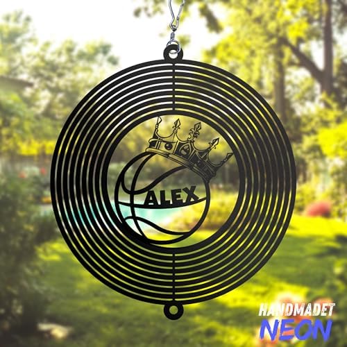 Personalized Golf Outdoor Wind Spinner Sublimation Custom Name Metal Art Kinetic Ornament Laser Cut 3D Decor for Lawn Patio Porch Indoor Garden Yard Golf Lovers Dads Father Presents (Basketball) - Image 4