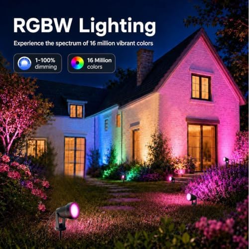 Outdoor Lights, 15W Spot Lights Outdoor with US Plug and Remote Control, RGB Landscape Lights IP65 Waterproof Outdoor Spot Lights for Yard Garden Tree Pathway House -2 Pack - Image 2
