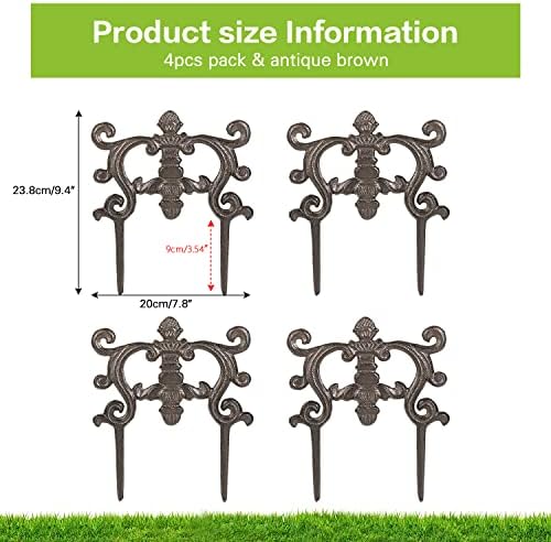 Sungmor Cast Iron Brown Flower Bed Edging - 9.4 Inches Tall 4 Pack - Image 6