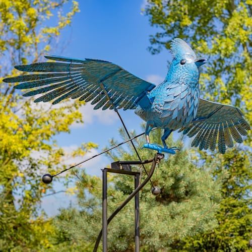 Large Rocking Animals with Flapping Wings Garden Stakes (Blue, Blue Jay) by ZaerLtd