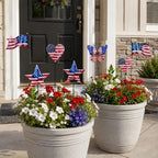 8 Pcs 4th of July Decorations Outdoor,Patriotic Metal Stars Butterflies Hearts Flags Decorative Garden Stakes for Independence Day 250th Anniversary,Americana Yard Signs Decor for Garden Lawn Porch - Image 3