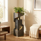 Water Fountain Outdoor Garden 35.4" H Modern Outdoor Fountains and Waterfalls with Lights Flooring Standing Indoor Water Fountains for Garden, Patio, Deck, Backyard, Porch and Home Art Decor - Image 2