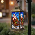 Solar Lantern Outdoor Waterproof Stained Glass Santa Claus Colorful Gift Boxes Sleigh Garden Decor LED Hanging Solar Lights Tabletop Lamp Gifts for Women Mom Outside Yard Patio Porch by DERUINVAIO