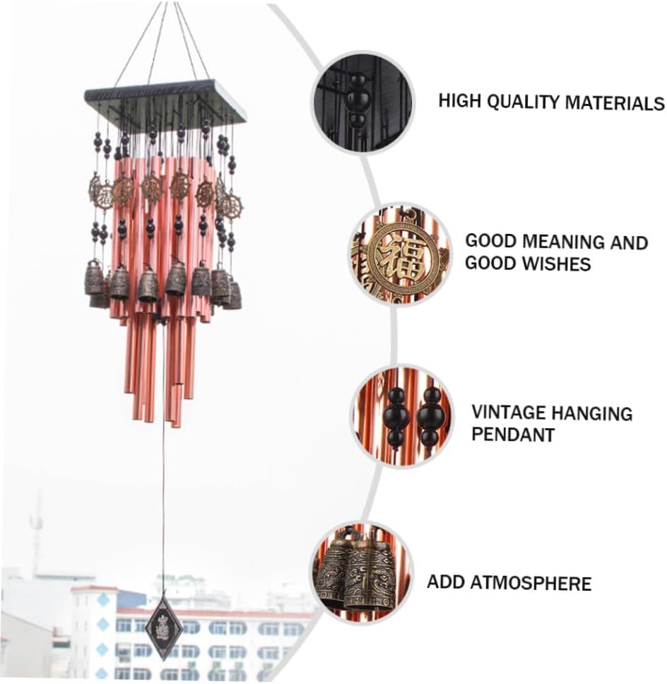 SUPVOX 1Pc Retro Home Decoration Solid and Multi Tube Wind Chime Antique Hanging Adornment for Outdoor and Indoor Use - Image 7