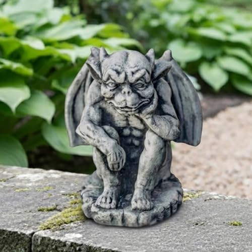 OLOMA Thinking Winged Gargoyle Concrete Garden Statue Stone Beast Sculpture Gothic Outdoor Decor Mythical Monster Lawn Yard Art Handmade Cement Ornament Fantasy Figure - Image 6