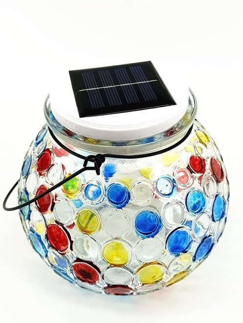yuans Solar Table Light, Solar Mosaic Lights Color Changing Solar Glass Ball Garden Lights Waterproof Solar Night Lights Table Lamps (White Light, 2 Pack) - Image 2