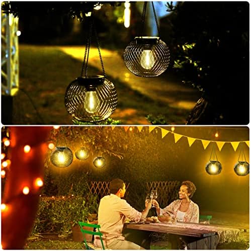 Solar Lantern Outdoor Waterproof,Hanging Solar Lights,4 Pack,Black - Image 6
