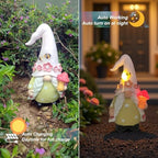 Qukueoy Garden Gnomes Statues Outdoor Decor, Outside Solar Garden Decorations for Yard, Funny Gnome Gifts (Pink Girl) - Image 6