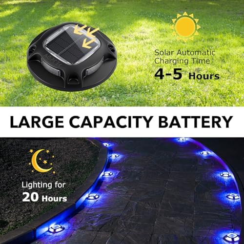 AGPTEK Solar Driveway Lights Outdoor 12 Pack, 2 Color Modes LED Deck Dock - Image 3