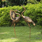 TERESA'S COLLECTIONS Garden Decor, Set of 2 Brass Herons Garden Decor, 25-26", Waterproof Metal Garden Statue, Herons Gifts, Garden Gifts for Women Mom, Indoor/Outdoor - Image 2