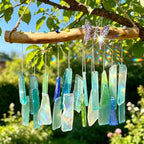 Handcrafted Driftwood Sea Glass Butterfly Wind Chime, Sea Glass Sun Catcher - Image 2