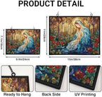 Customized Rectangle Sacred Christmas Holy Mary in Rose Forest Suncatchers for Windows, Stained Glass Window Hangings,Hand-Painted Glass Panel Perfect for Home Décor - Image 3