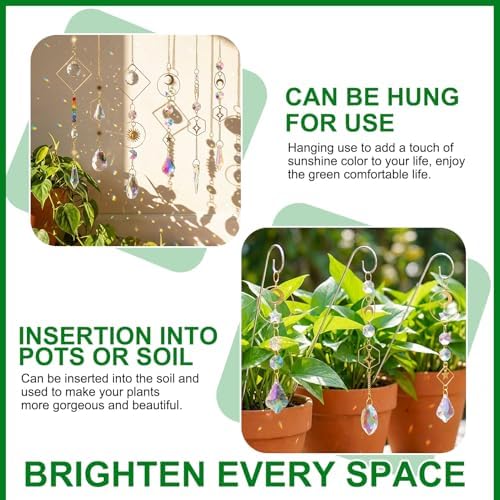 Rivvlive 6 Sets DIY Crystal Suncatcher Kit Sun Catchers Making Supplies Kit with 3 Size Tall Trellis for Potted Plants Indoor Plant Stake Suncatcher Decoration for Office Home - Image 4