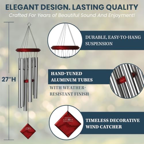 Woodstock Chimes Pluto Wind Chime for Outside 27" Silver Small, Light Airy Sound for Outdoor Garden, Patio, Porch Decor, Encore Collection DCS27 - Image 3
