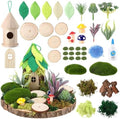 Amyhill DIY Fairy Garden Kit Make Your Own Wooden Mini House Craft Kit Miniature Fairy Garden Accessories Micro Mushrooms Plants Ornaments Craft for Outdoor Indoor Mini House Decor by Amyhill