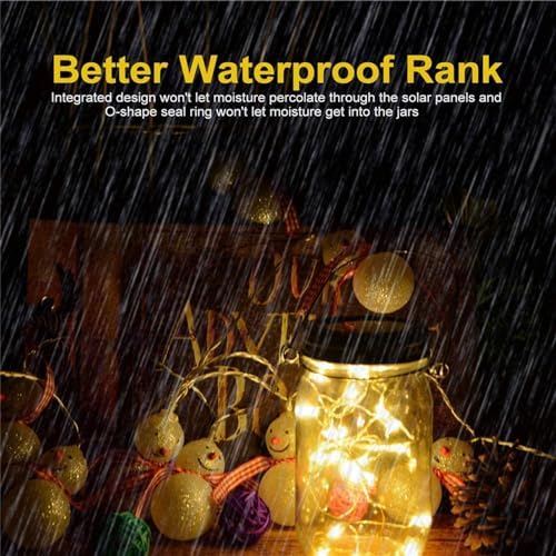 6Pcs/lot Hanging Solar Mason Jar Lid Lights 10 20 LEDs Garden String Lights Outdoor Waterproof Solar Fairy Lights for Patio Lawn (Color : White, Size : 1m 10leds) - Image 4
