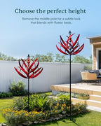Yard Garden Wind Spinners - 91" Height Extra Large Wind Spinners Outdoor Metal, Kinetic Wind Sculptures for Lawn Patio Garden Decor (Burgundy Lotus) - Image 6