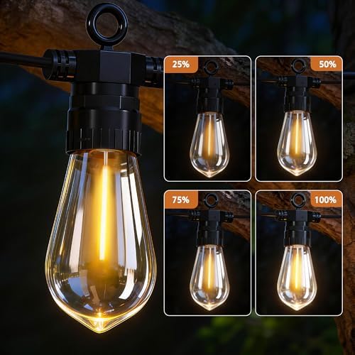 66FT Outdoor String Lights with Remote, 27 Dimmable Shatterproof LED Bulbs, Waterproof Patio & Backyard Lights for Pergola, Deck, Garden, Bistro, Commercial Grade Hanging Lights - Image 4