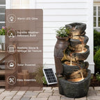 31.7" Tall Rock Solar Water Fountain Outdoor Waterfall - Image 6