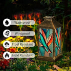 Solar Lantern Abstract Swallow Stained Glass Outdoor Waterproof Garden Hanging Lantern Solar Powered Lighting Outside Solar Light for Patio Yard Camping, Gifts for Women Mom - Image 3