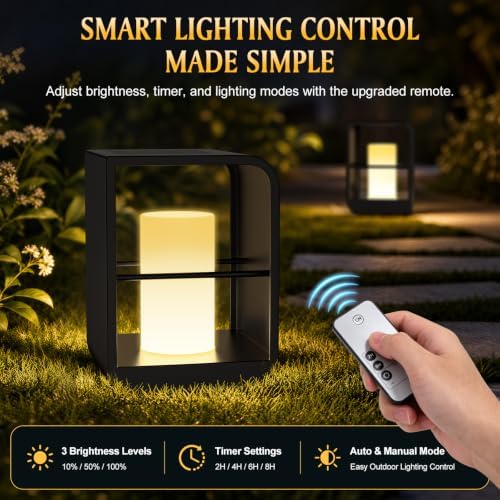 11" Solar Lanterns Outdoor Waterproof Outdoor Desk Lamp with Remote - Image 4