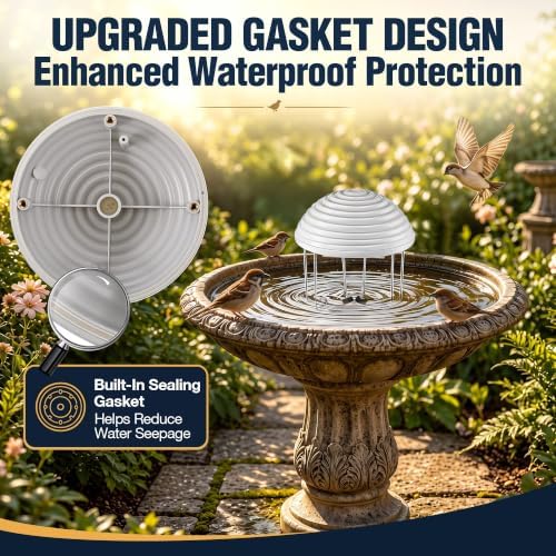 2 Pack Bird Bath Water Circulator, Battery Powered Water Agitator for Birdbath, Quiet Waterproof Bird Bath Bubbler Creates Ripples & Attracts Birds for Outdoor Patio Garden (Gray) - Image 4