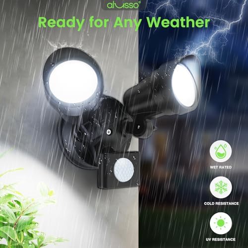 ALUSSO LED Security Lights Motion Sensor, 25W 2000LM Flood Lights Outdoor Motion Sensor with Remote 120V, Dimmable Brightness 3000K-6500K CCT IP65 Security Light ETL Listed for House Garage 1 Pack - Image 7