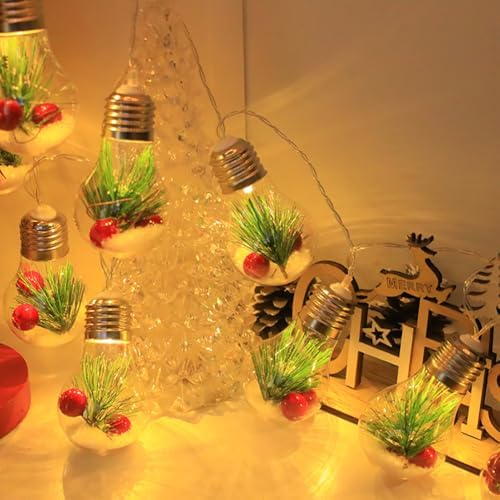 CAKERS Christmas Tree Decor Hanging String Lights|Creative PVC Clear Light Bulb Modeling Led Copper Wire Lights for Party Wedding Birthday Decor,D,3m(9.8ft)-20LED-USB - Image 2