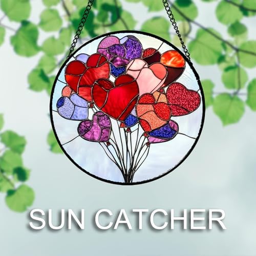 CHATYOUNG Stained Glass Window Hanging Heart-Shaped Balloon Large 15" - Mother's Valentine's Day Suncatcher Door Garden Home Decor Birthday for Woman Mom Nana Spouse Girlfriend Men - Image 4