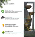 Sunlinua Garden Water Fountains Outdoor 5 Tiered Cascading Bowl Modern Waterfall Fountain with LED Lights, Natural Stones for Garden, Living Room, Patio, Yard Art Decor, 16.3" L * 10.8" W * 49.2" H - Image 4