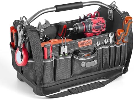 VEVOR Tool Bag, 16.1 Inch, 33-Pocket Open Top Tool Tote, Portable Electrical Maintenance Toolbox Organizer Storage with Hard Plastic Base, Adjustable Shoulder Strap, for Professionals DIY & Jobsite by VEVOR