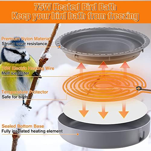 Saillong Bird Baths for Outdoors, Bird Bath Bowl Water Feeder Outdoor for Hummingbirds for Garden Yard Patio Lawn, Ideal for Attracting Birds(Deck Mounted Style) - Image 3