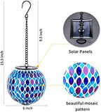 VCUTEKA Hanging Solar Lanterns Mosaic Crackle Glass Solar Light, Multicolor - Image 6
