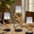 Pack of 4 Flameless Candles with Remote Battery Operated Candles with Timer Waterproof Flameless Pillar Tea Lights for Indoor Outdoor Wedding Home Decorations, Purple Floral Hummingbird - Image 4