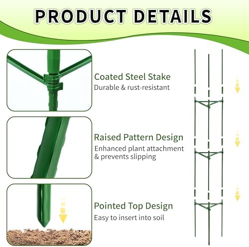TCBWFY 4-Pack 63-Inch Adjustable Tomato Cages, Heavy-Duty Metal Plant Support Trellis for Garden and Pots, DIY Tomato Stakes, Height Adjustable 16 to 252 Inches - Image 5
