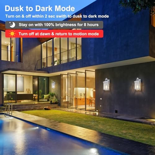 2 Pack Motion Sensor Porch Light Dusk to Dawn Outdoor Wall Light - Image 3