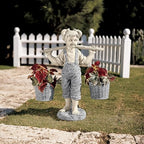 Design Toscano Flowers for Felicity Little Girl Garden Statue with Basket Planters, Medium, 25 Inches Tall, Cast Stone Resin, Two Tone Stone Finish - Image 4
