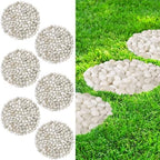 River Rock Stepping Stones Outdoor for Garden Walkway, 12 inch Diameter 6 Pcs Round Shape Paver Step Stones Polished Pebble River Stone Mat for Yard Lawn Patio Pathway Walk Way - White by dojobkinb