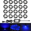 Low Voltage LED Deck Lighting Kit Stainless Steel 1W Waterproof Outdoor Yard Garden Decoration Lamps Landscape Pathway Patio Step Stairs LED In-ground Lights Black Border(20pcs,Blue) by QACALEDOutdoorRecessedDeckLightingKits