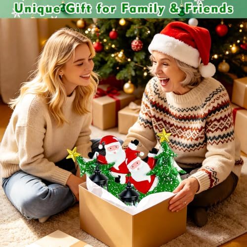 2 Packs Metal Solar Christmas Tree Santa Claus Garden Stakes Solar Lights - Image 6