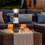 DOITOOL Solar Rotating Lighthouse Outdoor Lantern Garden Decor Resin Street Light - Black - Image 6